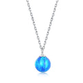 S925 Sterling Silver Opal Necklace Women's Fashion All-Match Lady Style Round Necklace Custom Pendant Women