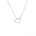 CZ Heart Ring Necklace 925 Sterling Silver Interlock Heart Ring Pendant Necklace for Women Hollow Pendant Necklace
