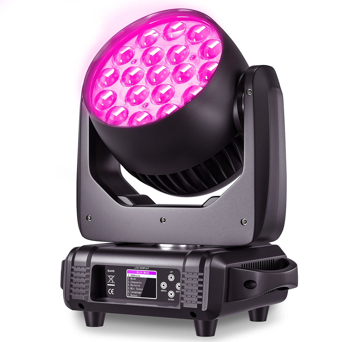 U`King 19x15W Beam Moving Head Light DMX512 RGBW 4IN1 LED Zoom Wash Effect Stage Light for DJ Disco Party Wedding MegaBDM