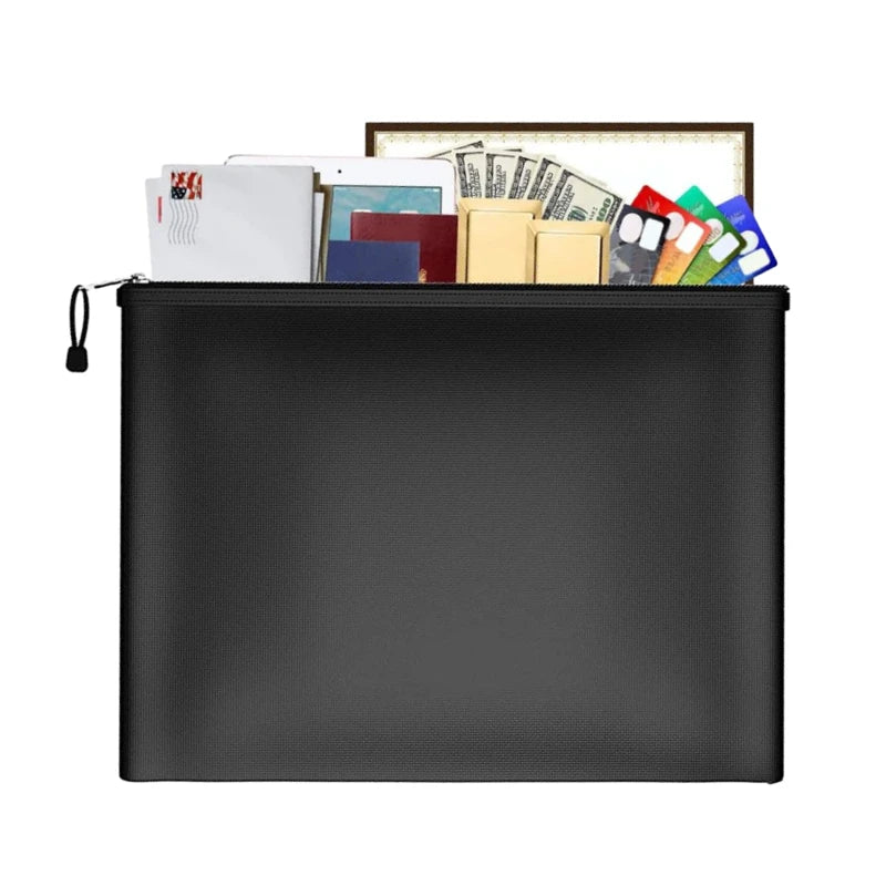 Fireproof Waterproof Zipper Storage Pouch Money Document Bag with Cash File Envelope Holder for Home Office Filing Products