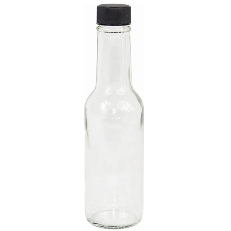 5 oz Clear Woozy Hot Sauce Bottles with Screw Cap Lids for Food