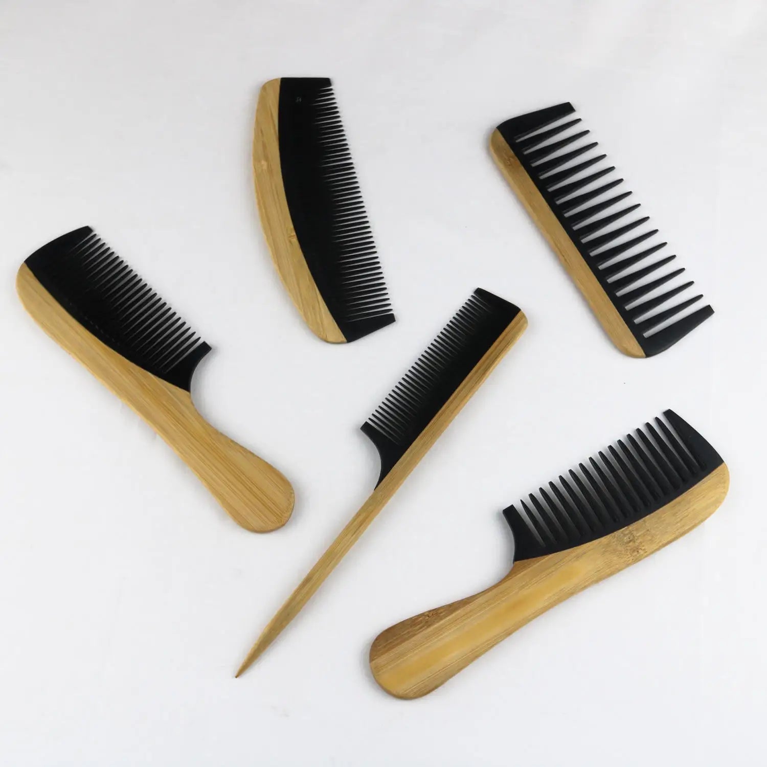 Portable Travel Hairbrush Bamboo and Bakelite Cushion Brush Splice Scalp Wooden Hair Brush Home Use Bamboo Comb