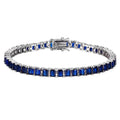 925 Sterling Silver Square Blue Spinel Stones Tennis Bracelets for Women