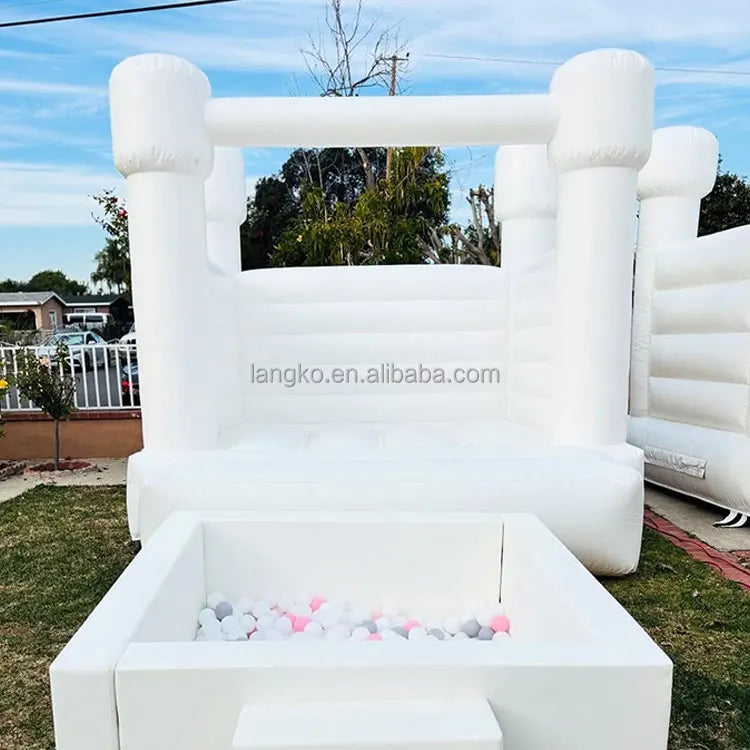 Commercial Full PVC Bouncy White Bounce House Inflatable Wedding Bouncer Castle with Ball Pool Pit