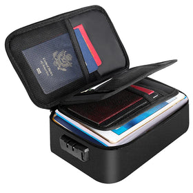 YHX Waterproof and Fireproof Document Bag with Lock Silicone Glass Fiber Travel Storage Case for Passport Cash Valuable Files