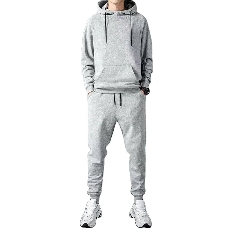 OEM custom logo embroidery printed design mens Autumn/Winter Loose Fit Plus Size Hooded Sweatshirt sets MegaBDM