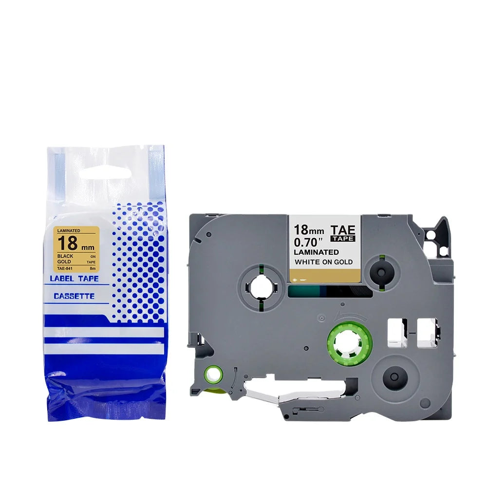 Tatrix TZ841 TZe841 TZ-841 TZe-841 18mm Black on Gold Compatible Laminated Label Tape Cartridge for Brother P Touch PT-310