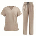 Unisex Men's Women's Joggers Scrubs Medical Nursing Stretch Flex V-Neck Jogger 2 Piece Scrub Set