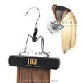Astrid 15 CM Wood Custom Logo Space Saving Single Tier Wig Display Bag Clips Hair Extension Hanger