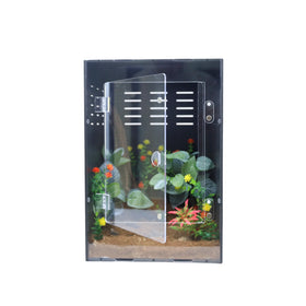 Customization Acrylic PVC Black Minimalist Crested Gecko Terrarium Pet Cage Crystal Clear Reptile Breeding Box Packaging