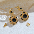 Fashion18K Natural Stone Earrings Black Agate Earrings Niche High-end Elegant Retro Light Luxury Earrings Wholesale