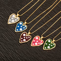 QIKU Copper Heart Pendant Sharp Luster Pearl Zircon Round Beads Necklace 5 Color Pendant Romantic Glamorous Party Jewelry