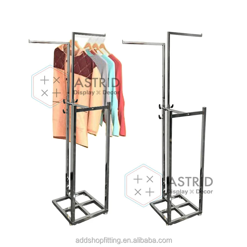Metal Heavy Garment 2 Ways gondola Clothing display Racks for Hanging Clothes