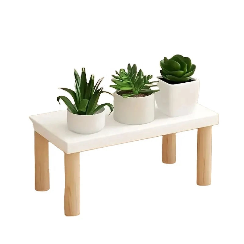White  Wooden Stool Stand Decor Home Potted Plant  Stool Shelf Assemble Mini Storage Shelf  Home and Office Desktop Decor  Stand