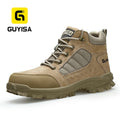 GUYISA Brand Fashion High Cut Yellow Safety Shoes Men Non-Slip Anti -stab Steel Toe Safety Work Boots