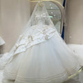 Jancember DW0063 Fairy Boat Neck Satin Tulle Fabric Wedding Puffy Gowns
