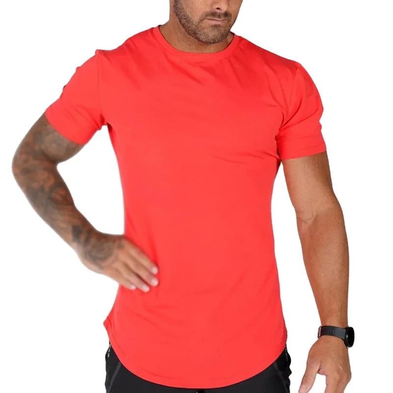 Men's Casual Cotton Printed T-Shirt 100% Cotton Summer Gym Fitness Workout Tops with Short Sleeves for Bodybuilding