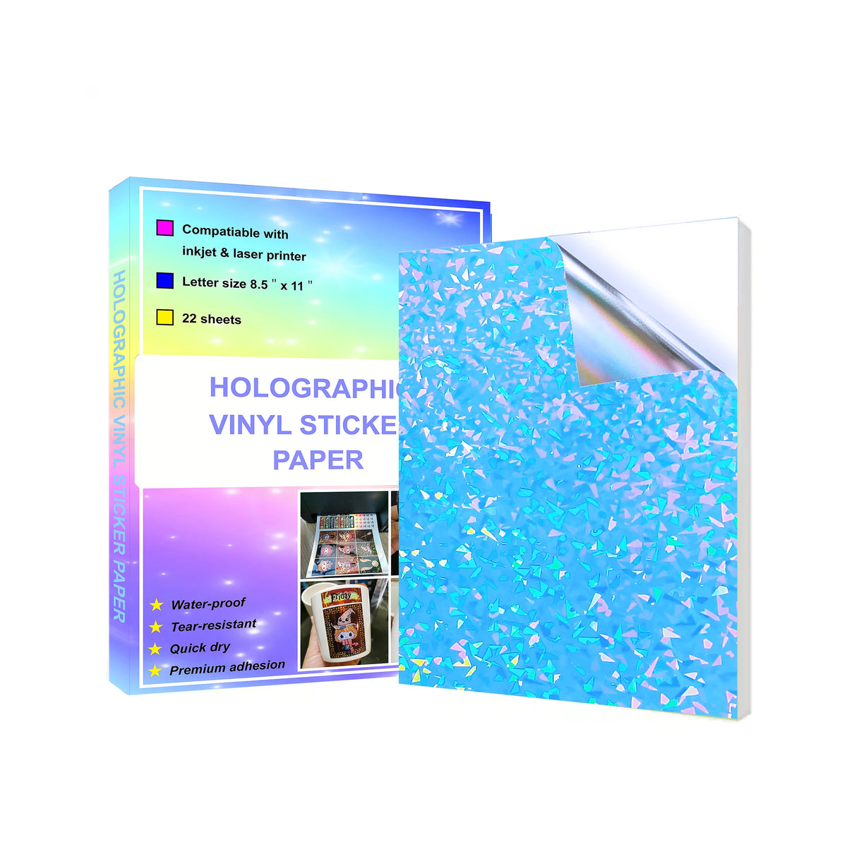 Printable PP Holographic Waterproof Sticker Vinyl Broken Glass Inkjet Label Paper Self Adhesive Removable Sticker Paper MegaBDM