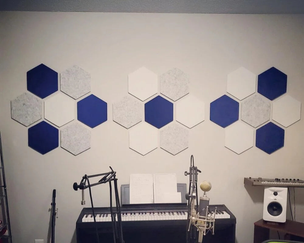 Stylish Hexagon Self-Adhesive Polyester Acoustic Wall Panels for Home Decoration