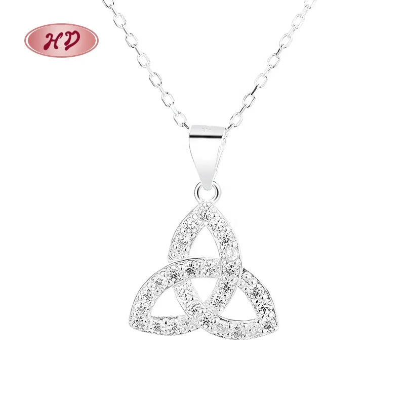 Stunning Celtic Knot Silver Necklace With Zircon Wholesale Chic Fashion Jewelry Accessory 925 Silver Jewelry Necklace