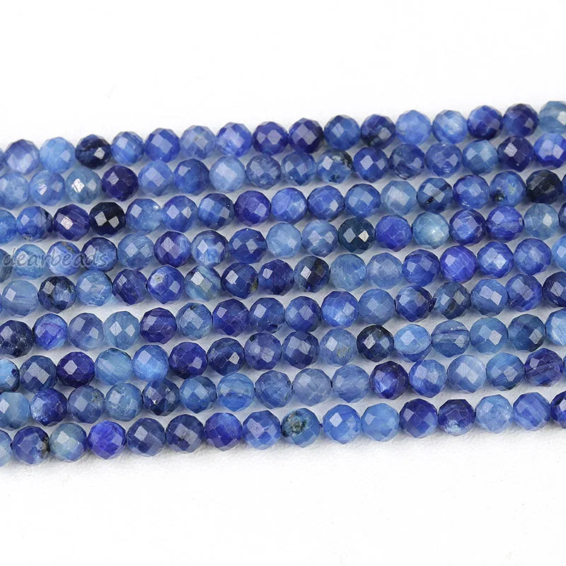 New Natural Faceted Kyanite Stone Natural Blue Loose Beads Strands for DIY Jewelry Making 2mm 3mm 4mm 6mm 38cm
