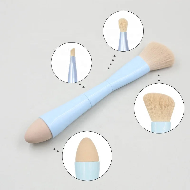 Wholesale Makeup Brushes Blue pink 4-in-1 Multi-function Brush Set Suitable for Travel with Private logo Customization