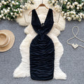 2025 Summer Y2K V-Neck Tunic Hip Midi Dress for Women Empire Lace Dress