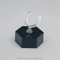 Solid Simple Hexagon Black Detachable Acrylic Jewelry Ring Holder for Shop