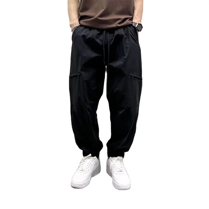 Bangladesh china factory price Customized Logo Design New Style Simple Solid Color Loose Fit Tapered Leg Stylish Long Pants