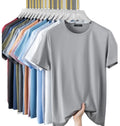 Bangladesh China Factory Price Custom Logo Embroidery Cross-border Summer Solid Color Crew Neck Short Sleeve ice silk t shirt