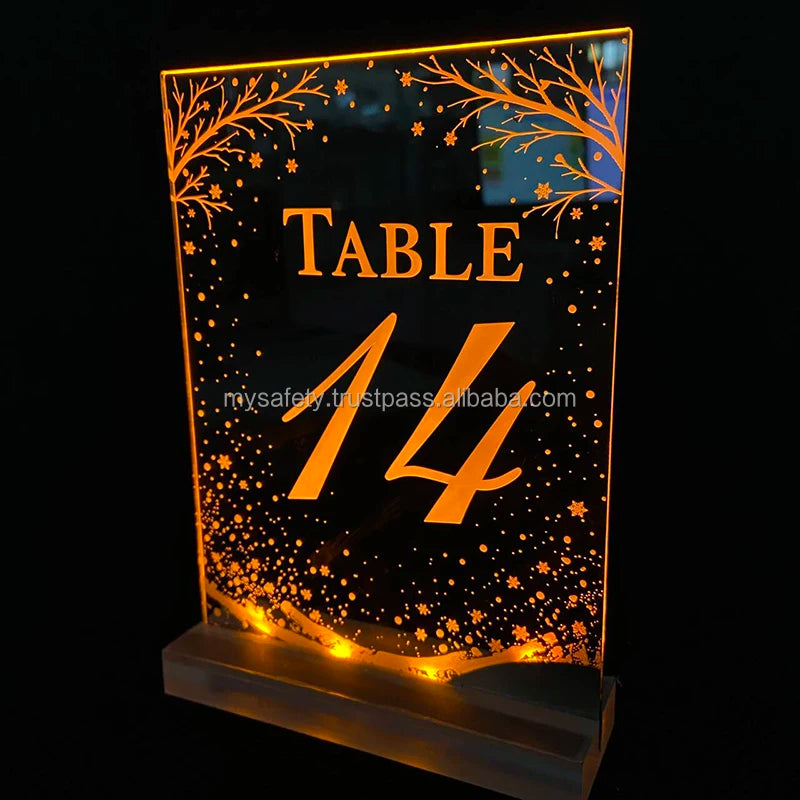 Personalized Digital UV Printing Plastic Film Laminated Labels Custom Logo Warming Light Table Numbers Party Place Signs MSF004