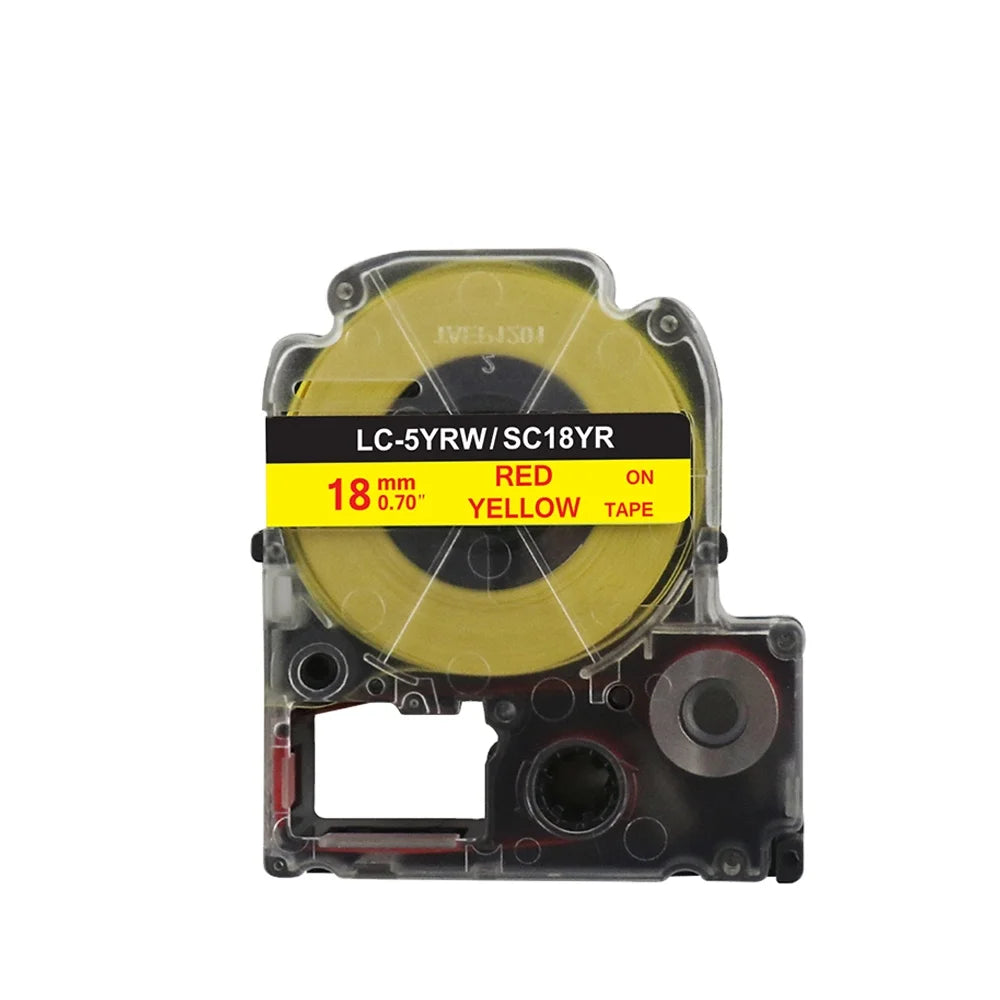 Tatrix SC18YR LC-5YRW LC5YRW 18mm Red on Yellow Compatible Label Tape Cartridge for Epson  for KING JIM Label Printer  Tape