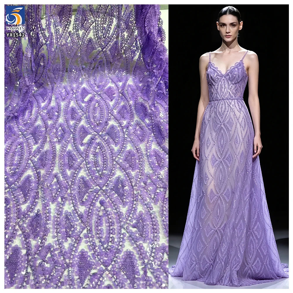 YX1542 Multi Color 8MM Sequin Embroidery Fabric Polyester Mesh Material for Prom Dresses Bridal Gowns and Fashion Apparel MegaBDM