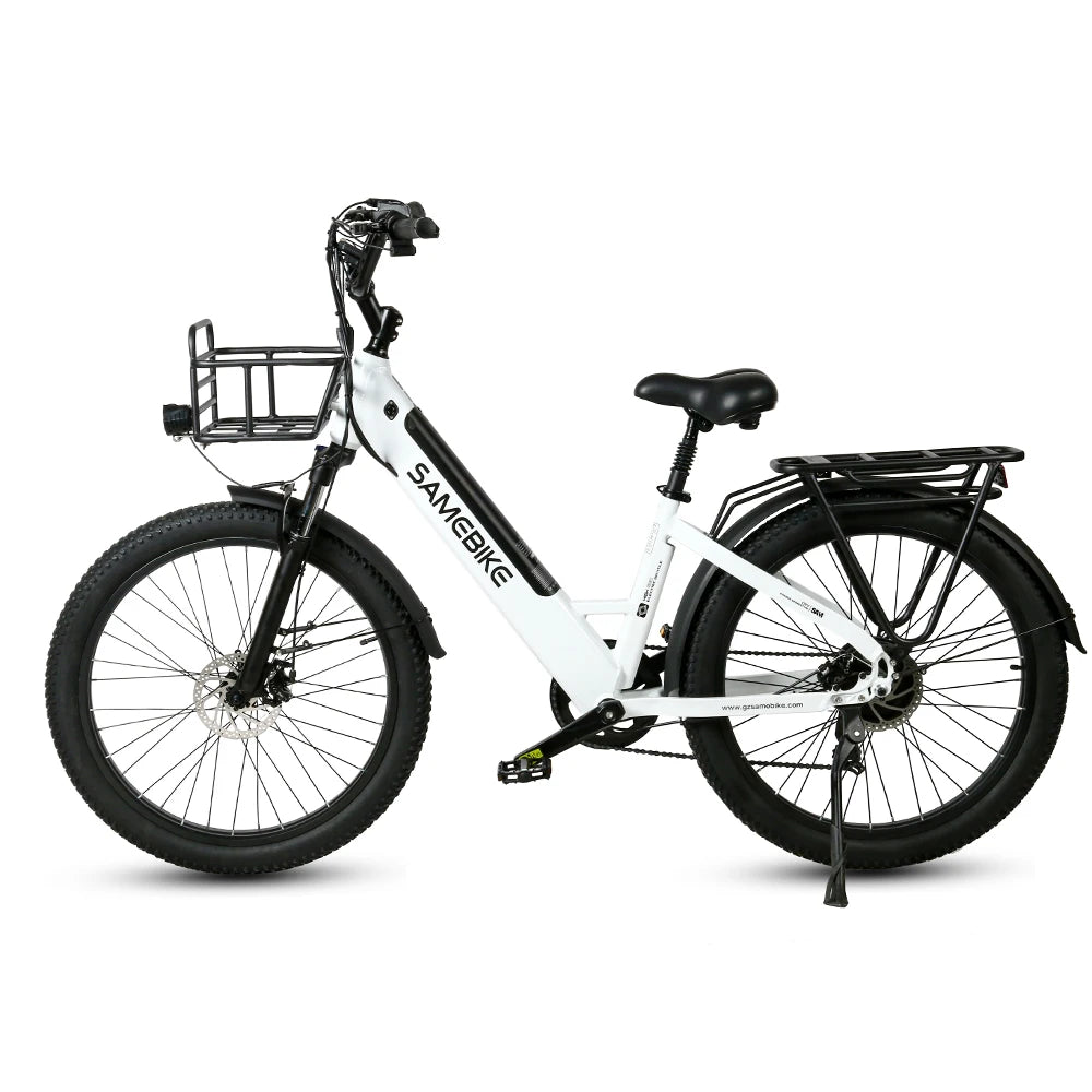 EU Stock SAMEBIKE RS-A01 Plus 26inch Electric Bicycle with Basket Fast Speed 48V Electric Bike for Adult