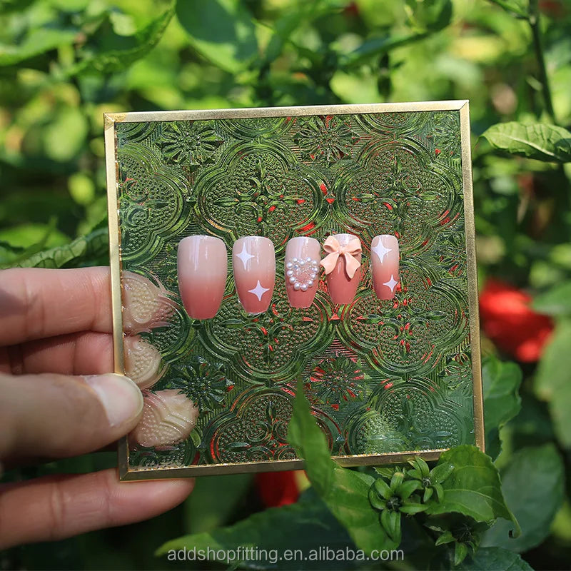 Transparent Square Eco-Friendly Luxury for Patterned Glass Nail Polish Holder Tray for Store Display