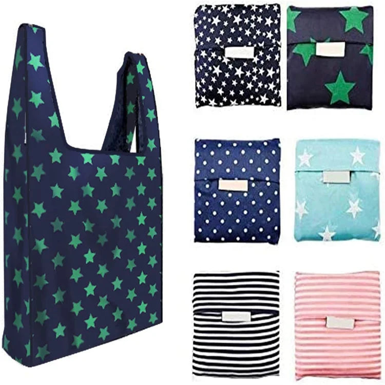 Customized Eco-Friendly Tearstop Nylon Foldable Grocery Bag Recycled Polyester Shopping Bag Letter Durable Letter Recycled