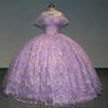 Jancember WC024 Elegant Lilac Appliqued Flower Quinceanera Dresses With Shawl