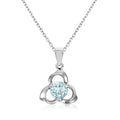 High Quality 925 Sterling Silver Natural Gemstone Blue Topaz Triangle Love Knot Pendant Necklace for Women Destiny Jewellery
