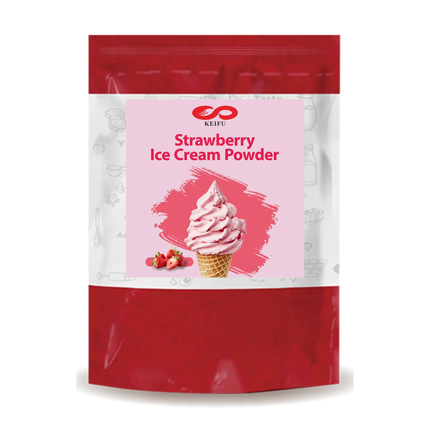 KEIFU 1kg Private Label Strawberry Soft Serve Ice Cream Powder HALAL/HACCP Certified 18 Months Shelf Life Bubble Tea Ingredients