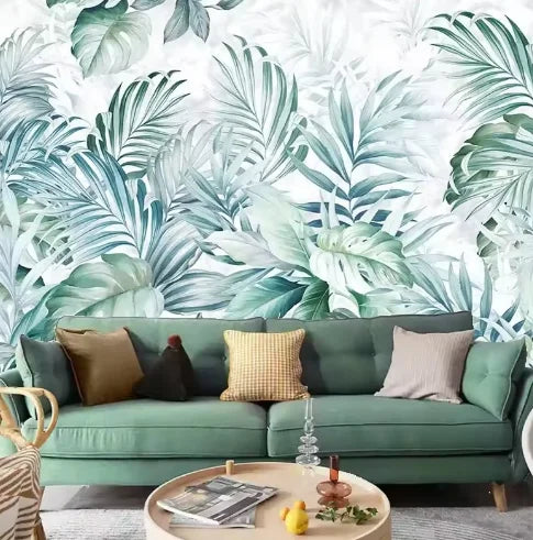 Tropical Rainforest Plants Seamless Wallpaper Bedroom/living Room Decoration Leaves Wall Mural