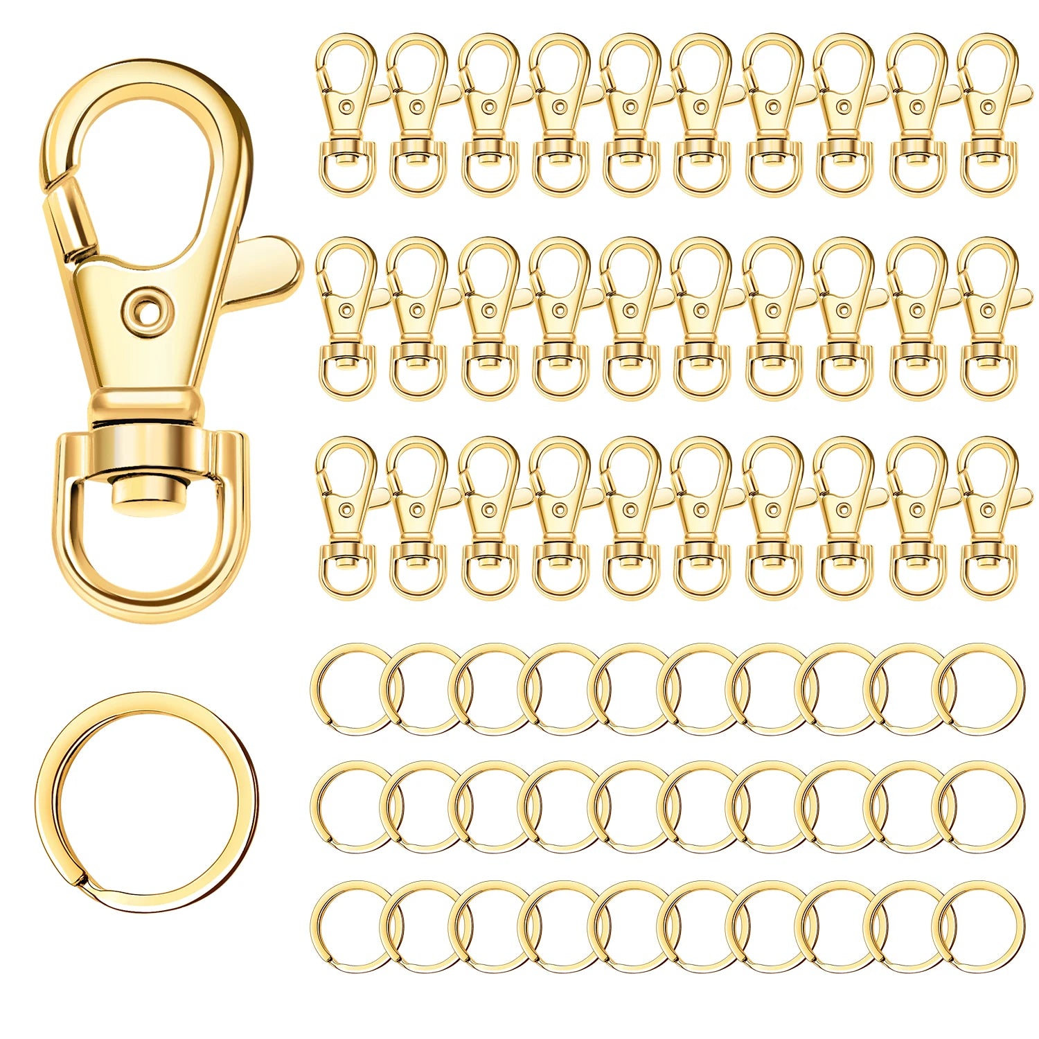 Wholesale Swivel Clasps Metal Key Ring Key Chain 30 Pieces Lanyard Clip Spring Hook Metal Swivel Clasps Metal Key Chain