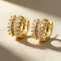 QIKU Wholesale European Fashion Minimalist Valentine Fancy Gold Plated Zircon Earrings for Women