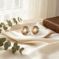 QIKU New Fashion Flower Shape Rhinestones Stud Earrings Women Shine Luxury Inlay Crystal Fine Wedding Party Jewelry Charm Gift