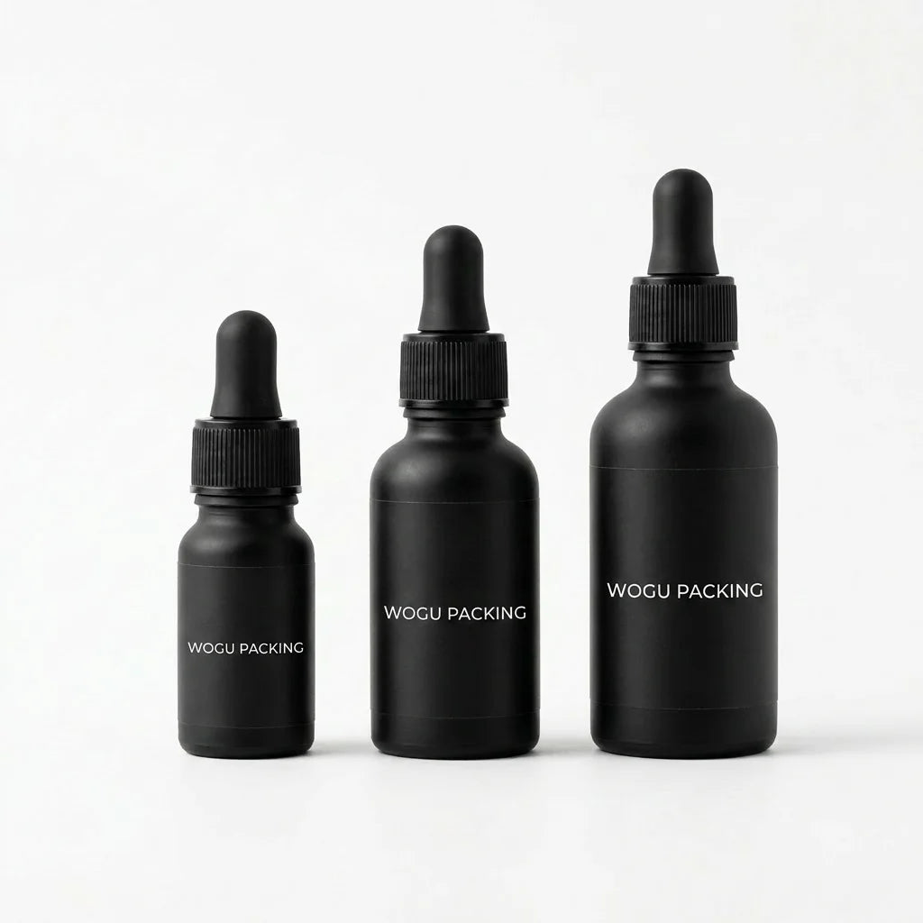 10ml 15ml 30ml 50ml 100ml Glass Bottles with Black Collar Essential Oil Bottle Beard Oil Matt Black Dropper Bottle
