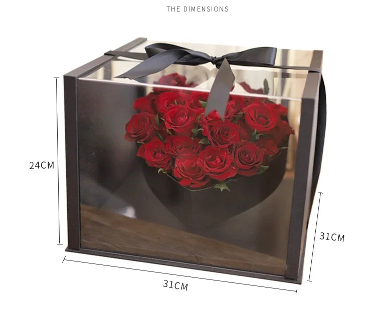 Luxury PVC Transparent Flower Rose Boxes Package Recycled Rigid Wedding PVC Flower Box