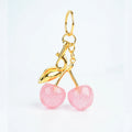 Hot Sale Custom Colors Cartoon Cherry Keychains with Glass & Resin Metal Leaf Design No MOQ Protection Feature