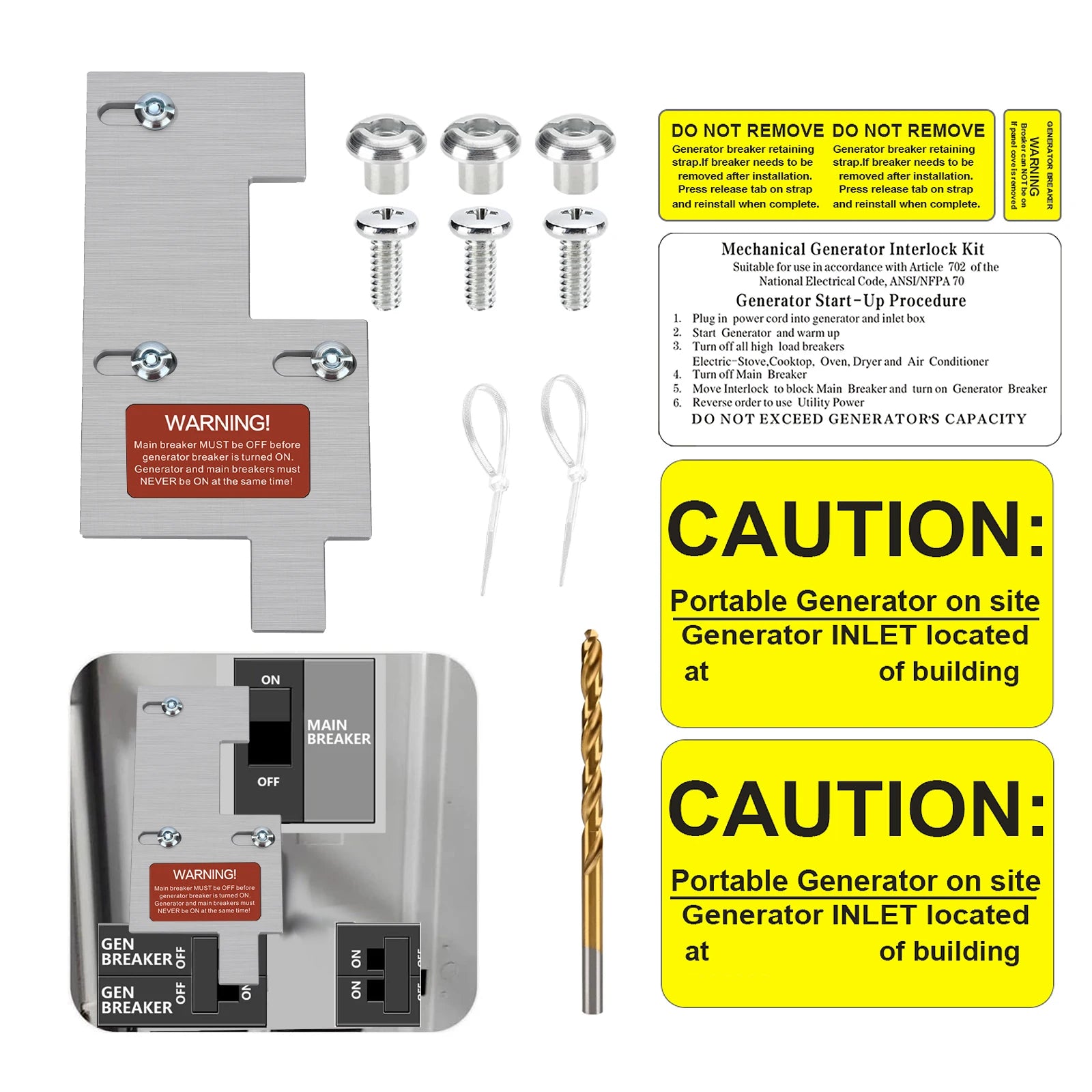 Generator Interlock Kit for GE General Electric Vertical Throw Main Panels Electrical Interlock Kit(GE-200P)