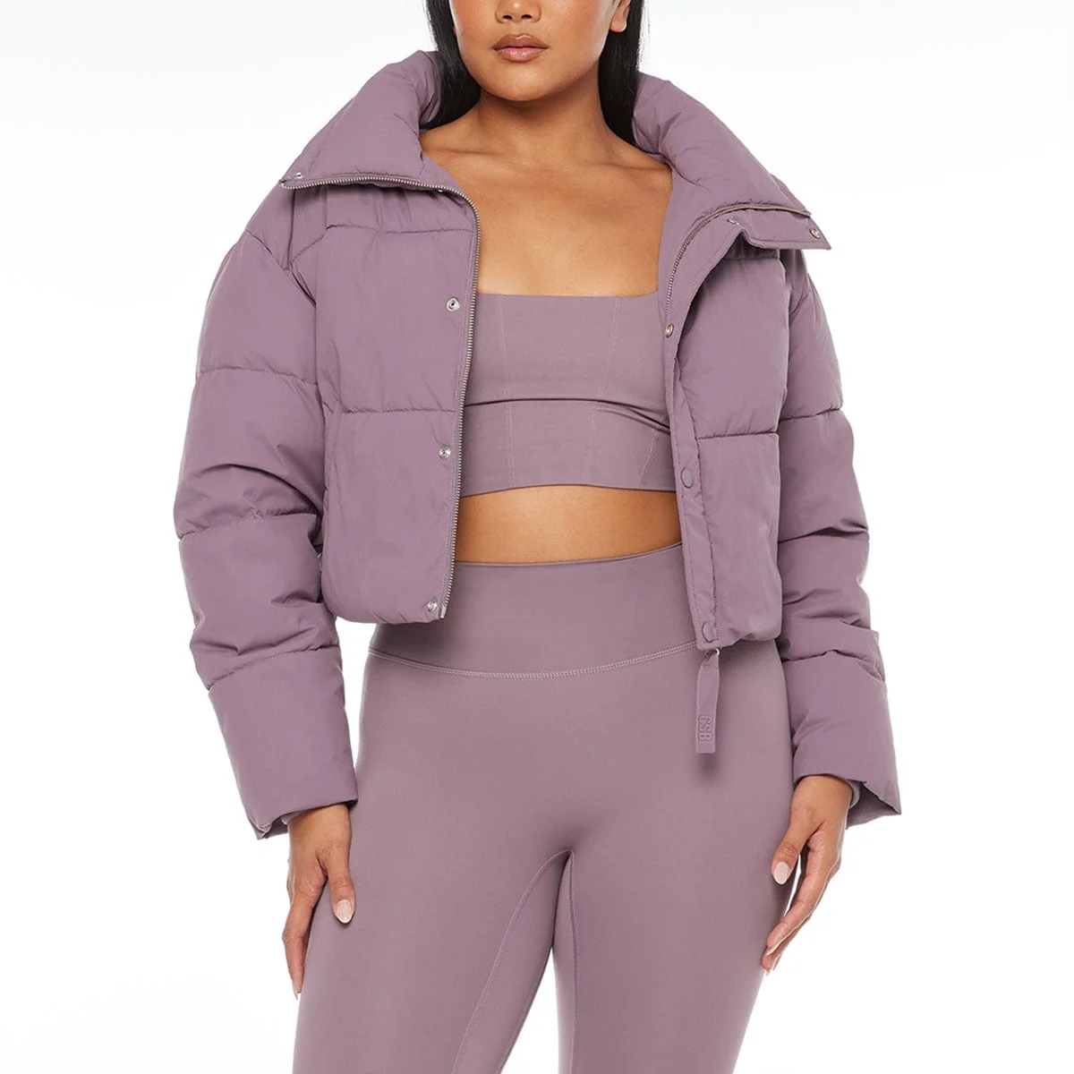 Customized Women's Plus Size Crop up Top Zippered Down Jacket Winter Zipper Puffer Down Jacket Coat