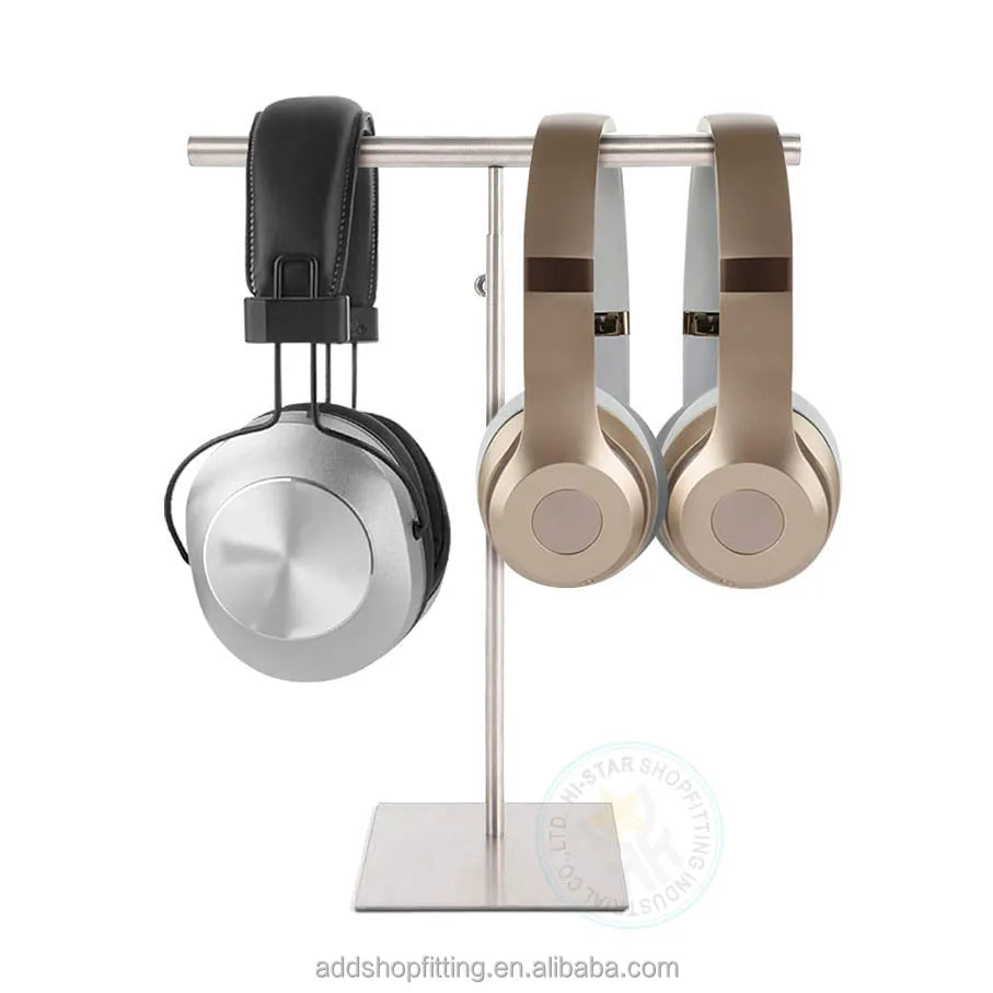 Custom Logo Gold Luxury Modern Stainless Steel Eco-Friendly for Earphone Headphone Headset Stand Promotion Retail Display