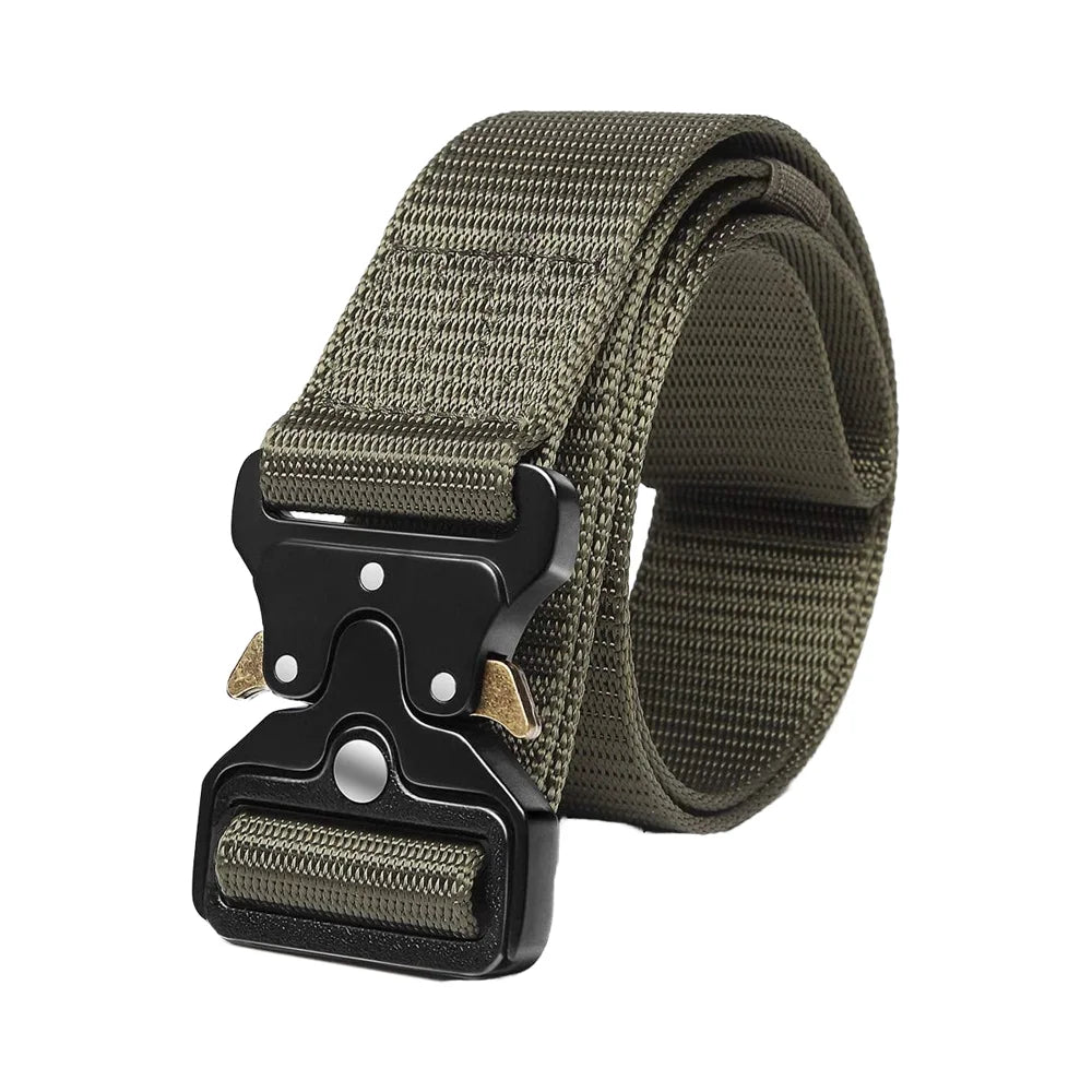 Custom Logo Printed Jacquard Thickening Nylon Tactical Waist Belts Men Heavy Duty Alloy Buckles Outdoor Iron Webbing Belt High